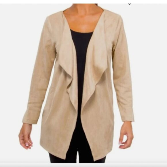 Gretchen Scott Faux Suede Waterfall Cardigan with Belt Size 16/XXL NEW - Picture 1 of 12